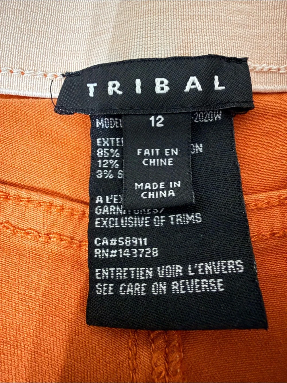 Tribal Orange Pull On Stretch Shorts Size 12 Patch Pocket Casual Summer